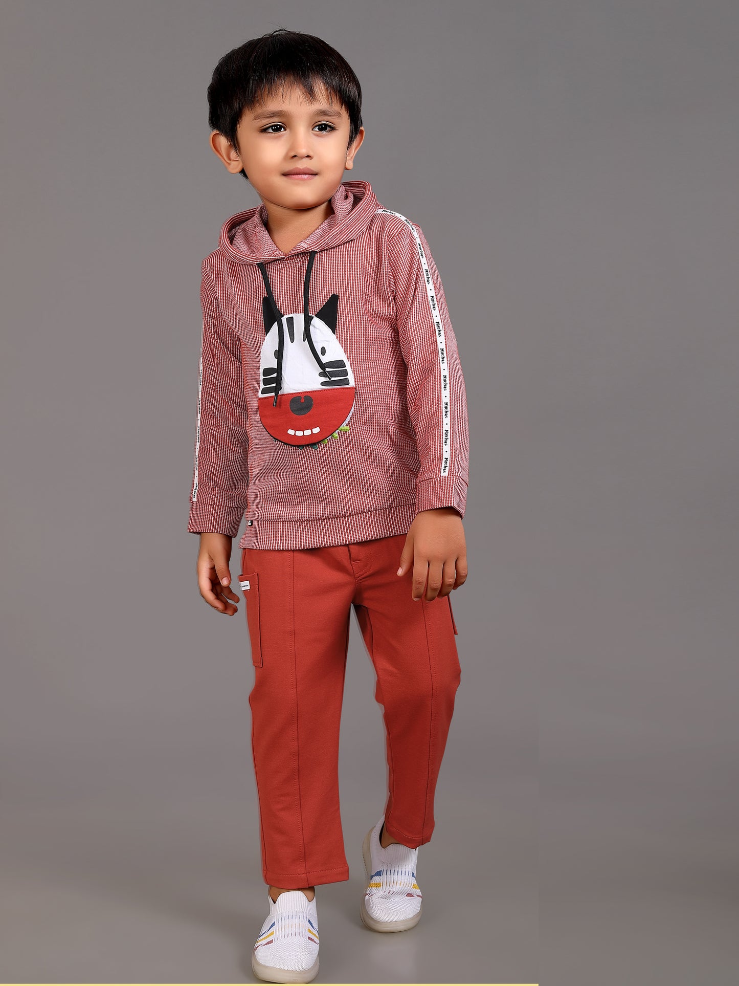 Unique Applique Full Top With Hood & Pant Set