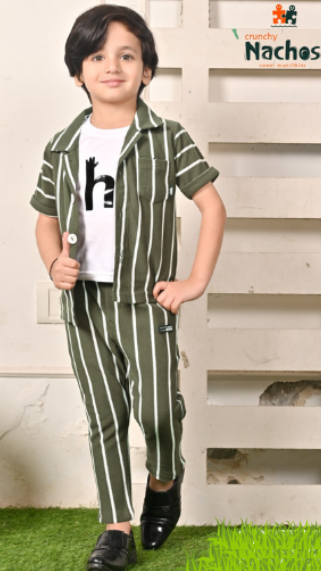 Airport Look Cool & Casual Stripped Style Full Shirt With Inner & Pant Set