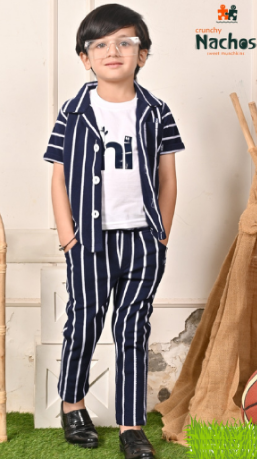 Airport Look Cool & Casual Stripped Style Full Shirt With Inner & Pant Set