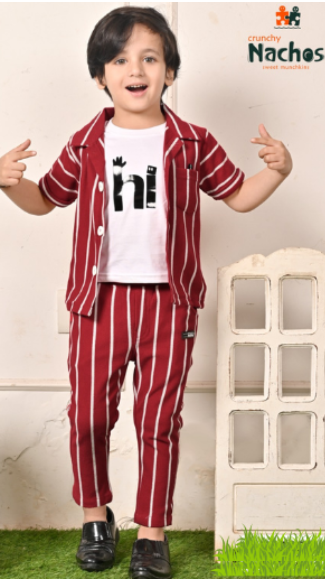 Airport Look Cool & Casual Stripped Style Full Shirt With Inner & Pant Set
