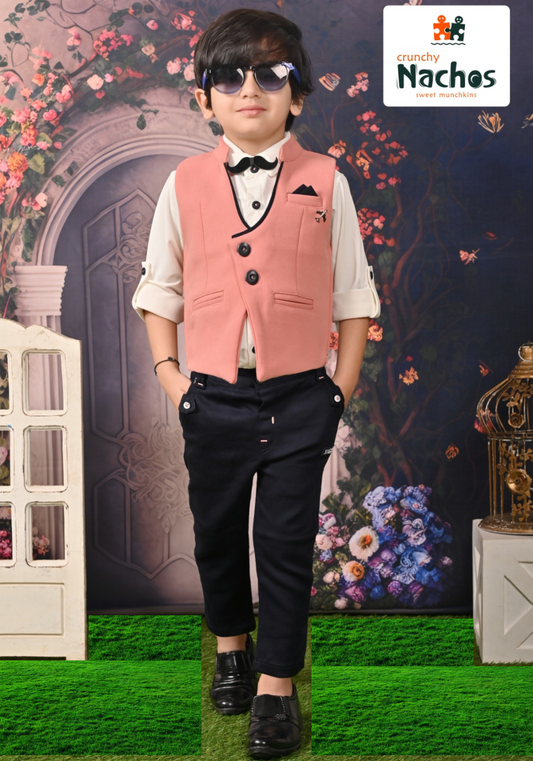 Smart Party Wear Waist Coat With Full Shirt & Pant Set