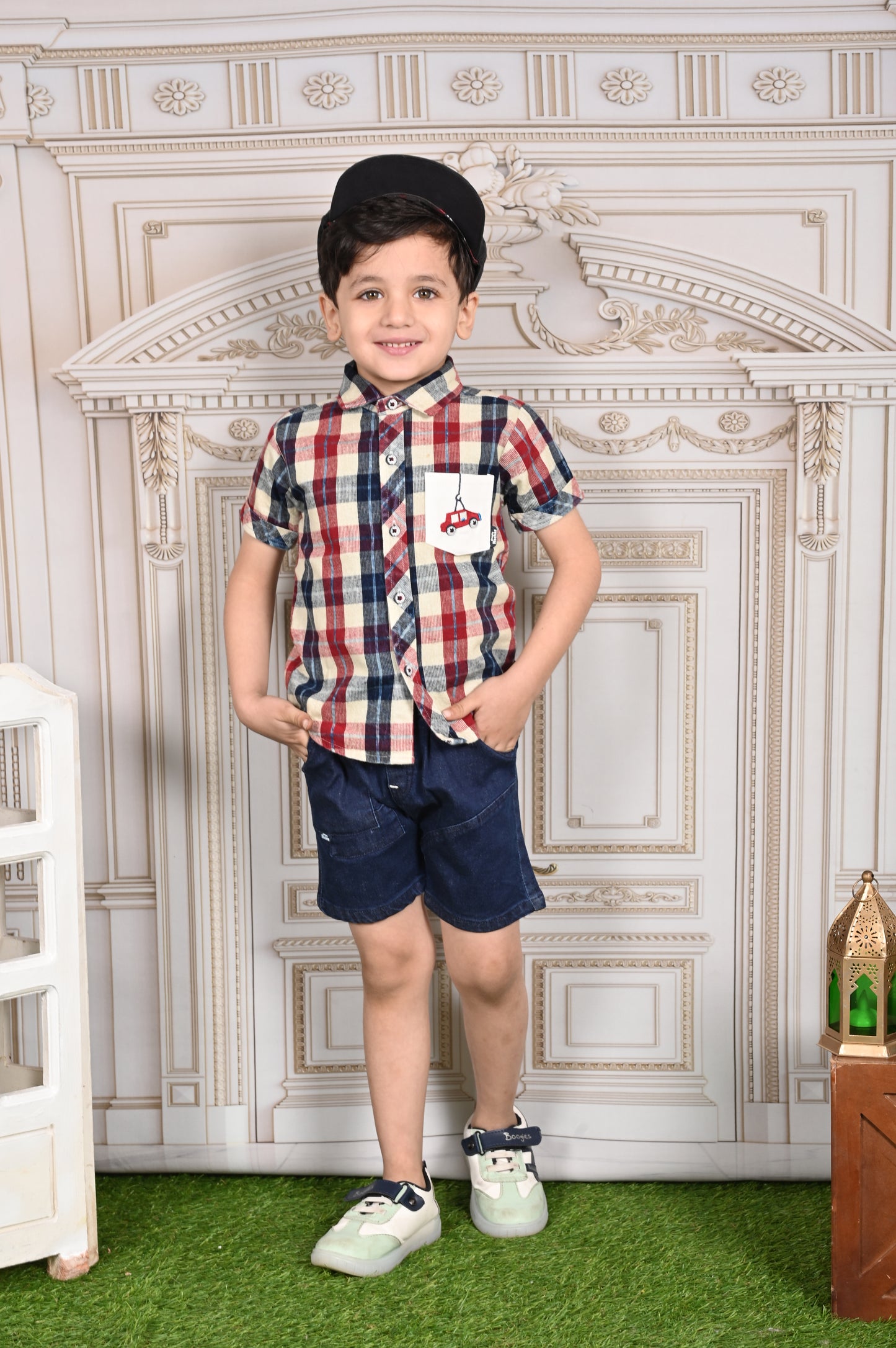 Cord Checks Shirt With Contrast Pocket