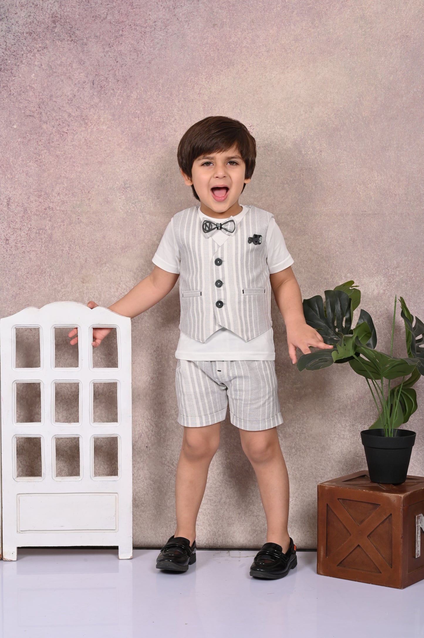 Stripes, Summer & Party Waist Coat & Pant Set