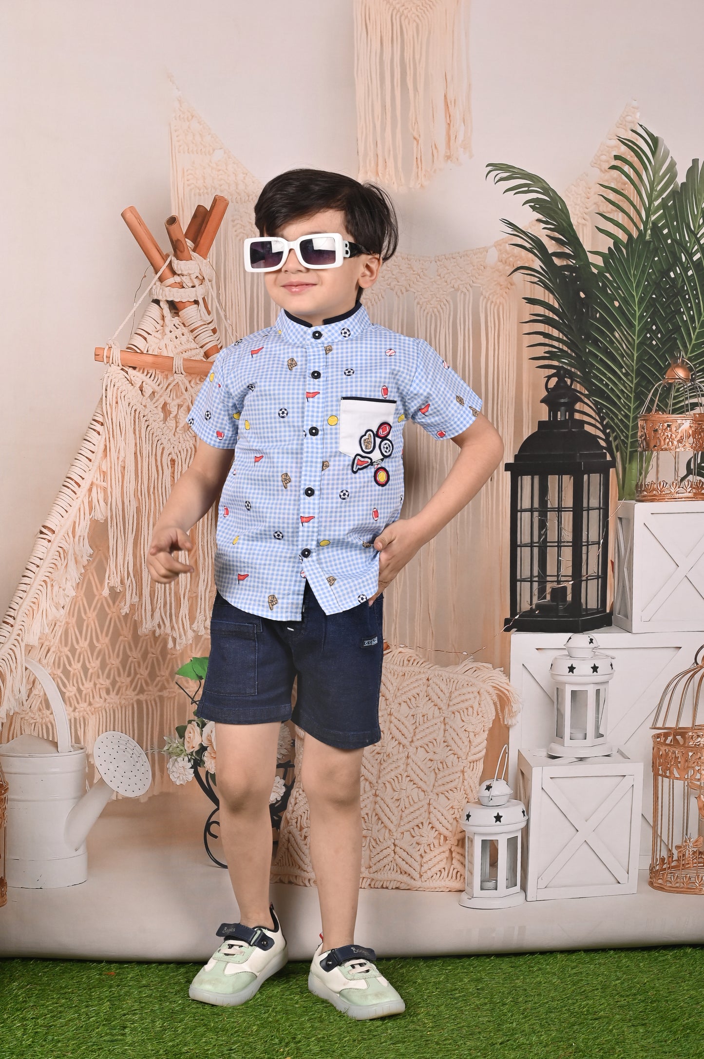 Chic Playful Shirt & Short Set