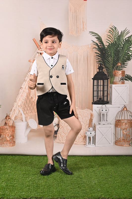 Elegant & Dapper Waist Coat With Bow & Shorts Set