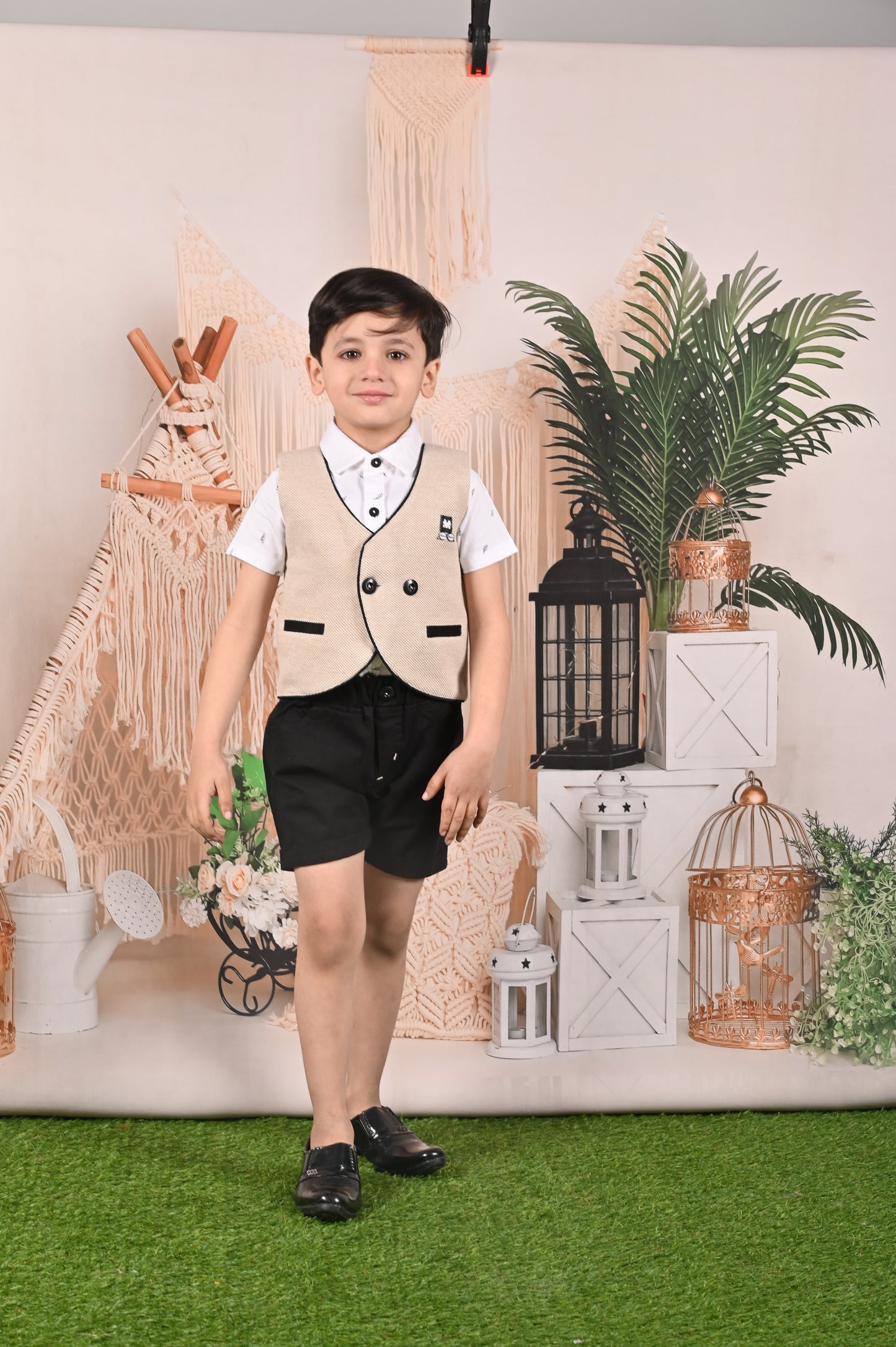 Elegant & Dapper Waist Coat With Bow & Shorts Set