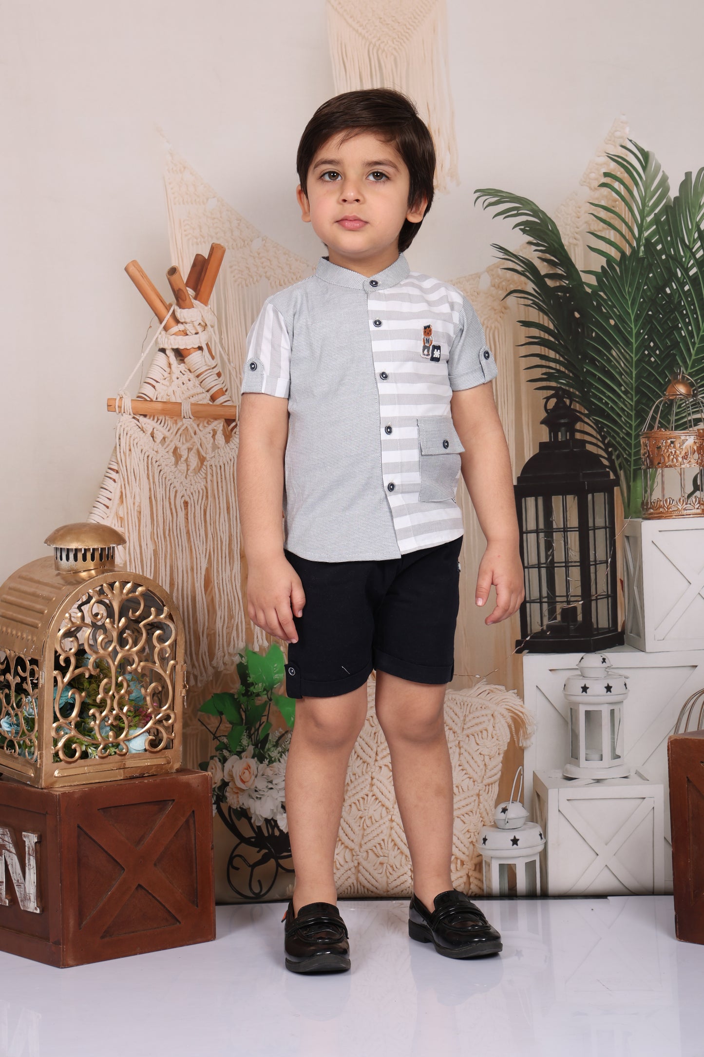 Stripes & Checks Shirt & Pant Set