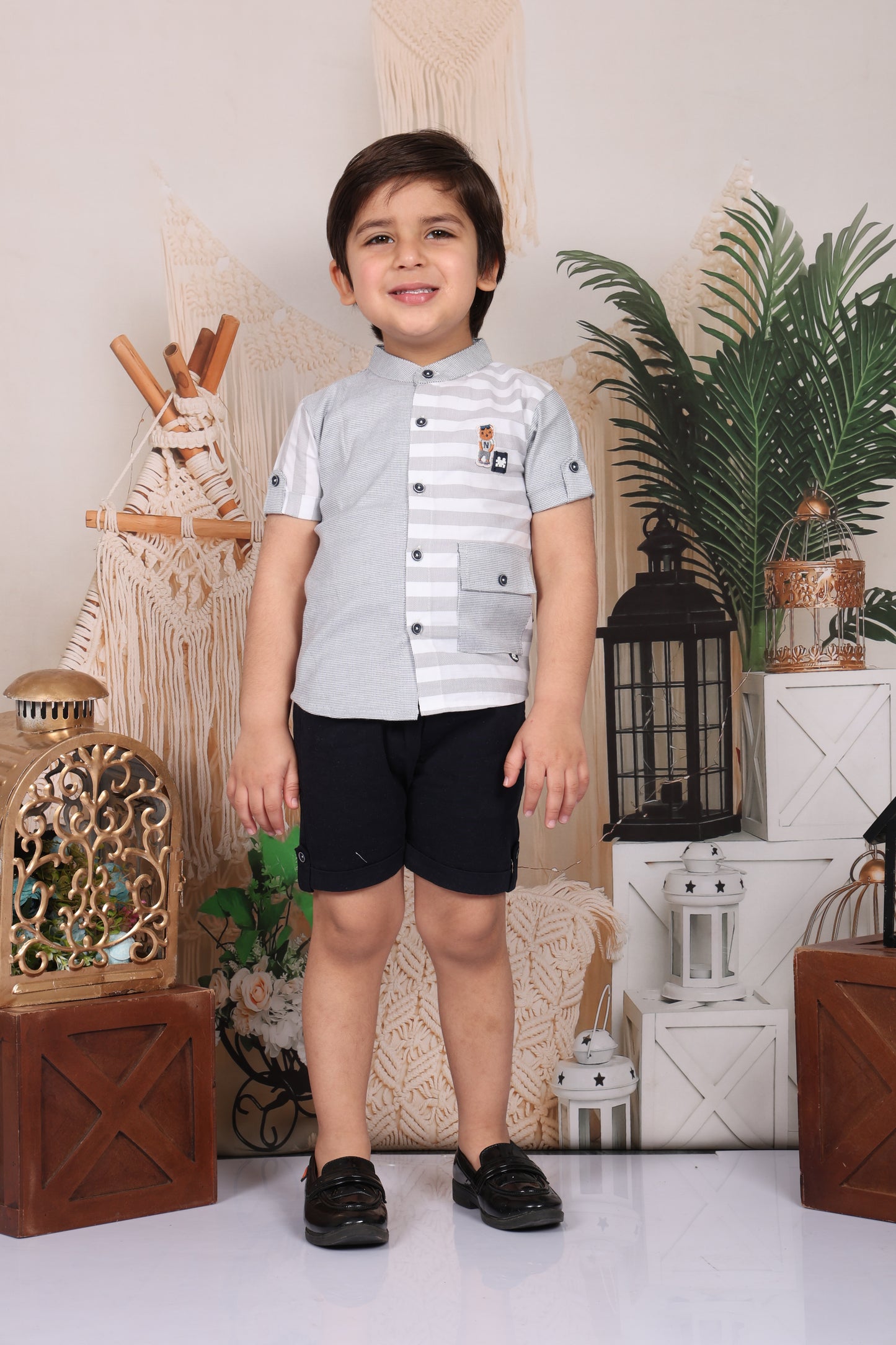 Stripes & Checks Shirt & Pant Set