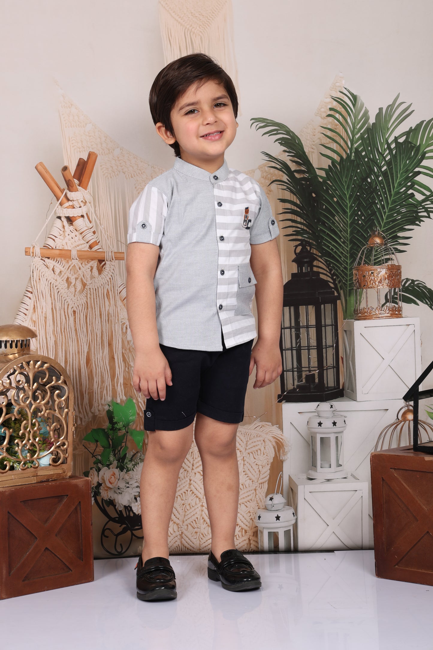 Stripes & Checks Shirt & Pant Set