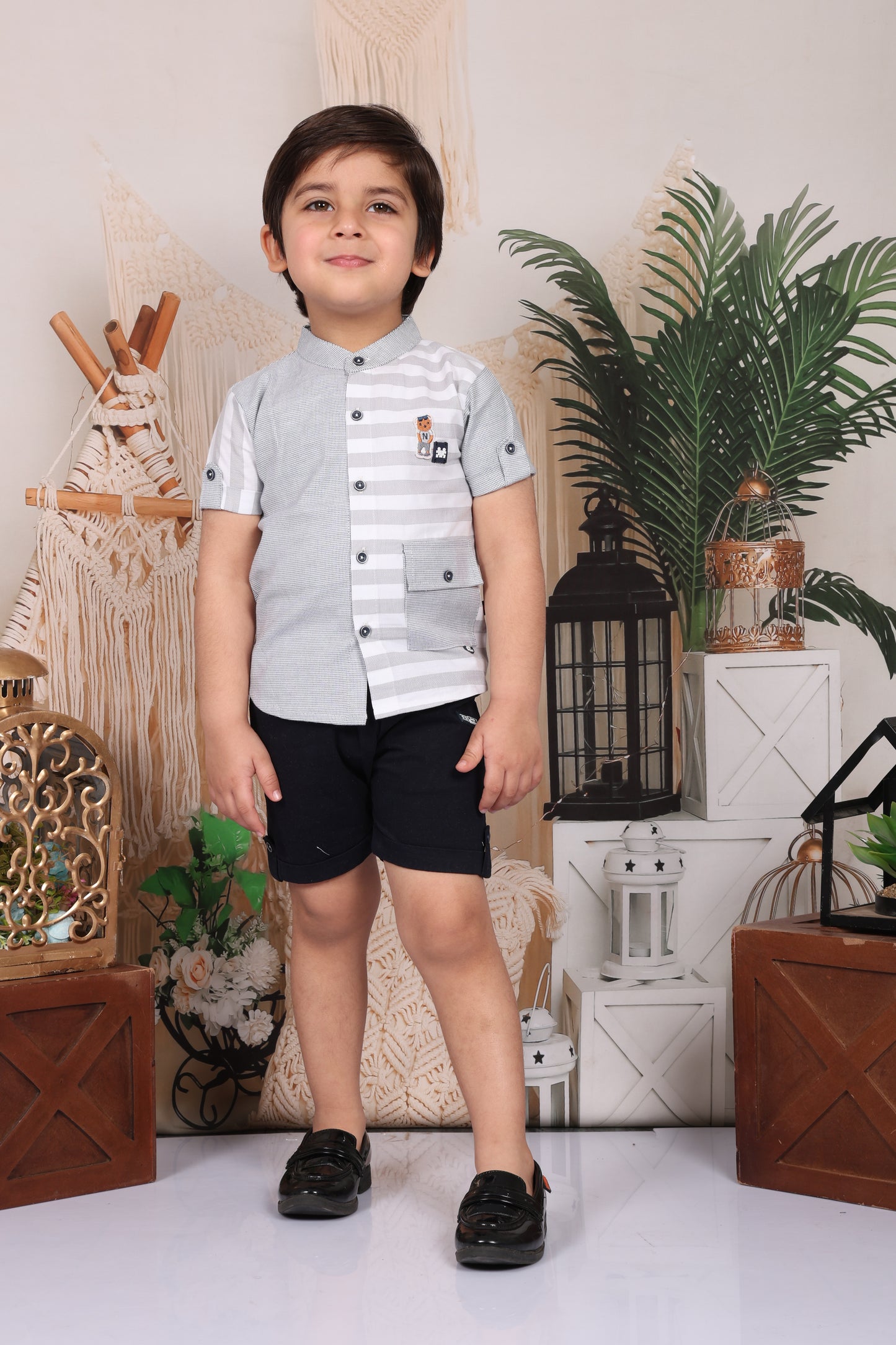 Stripes & Checks Shirt & Pant Set