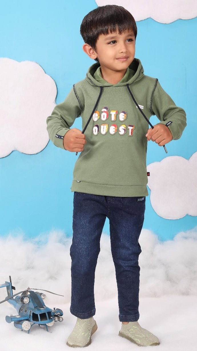 Colourful Embossed Printing Full Top With Hood & Pant Set
