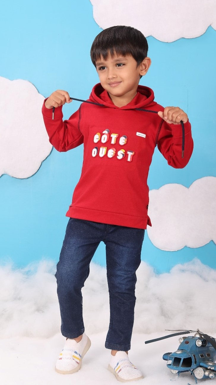 Colourful Embossed Printing Full Top With Hood & Pant Set