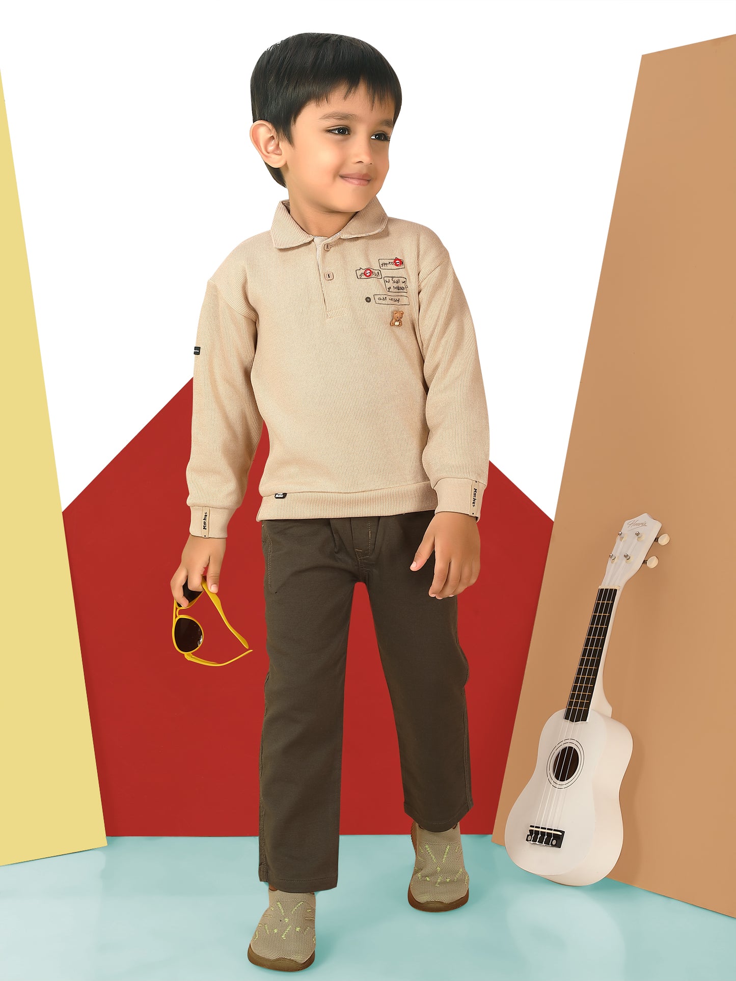 Cute Toy Bear Polo T-Shirts & Pant Set