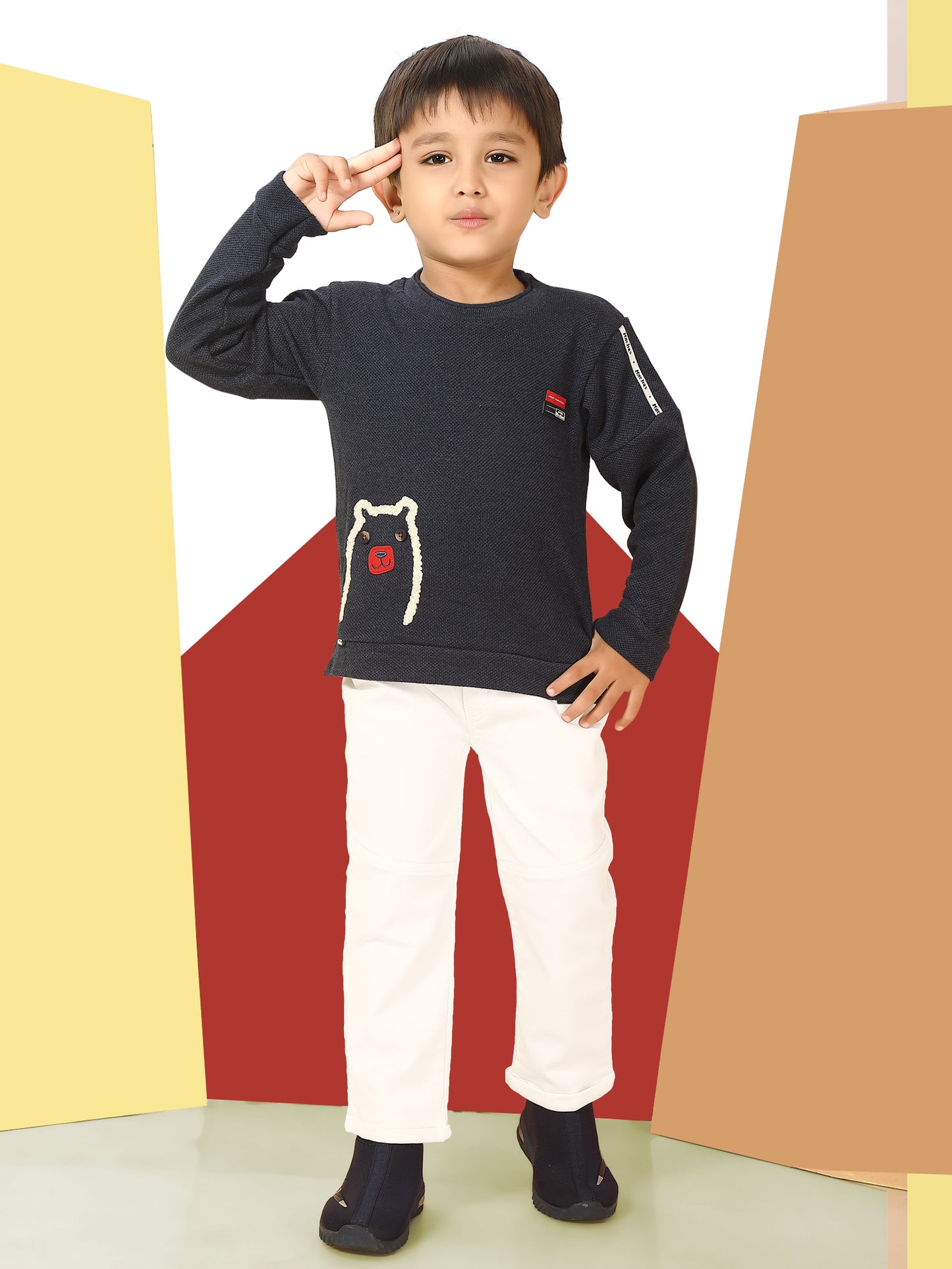 Polar Bear Round Neck Full Top And Pant Set