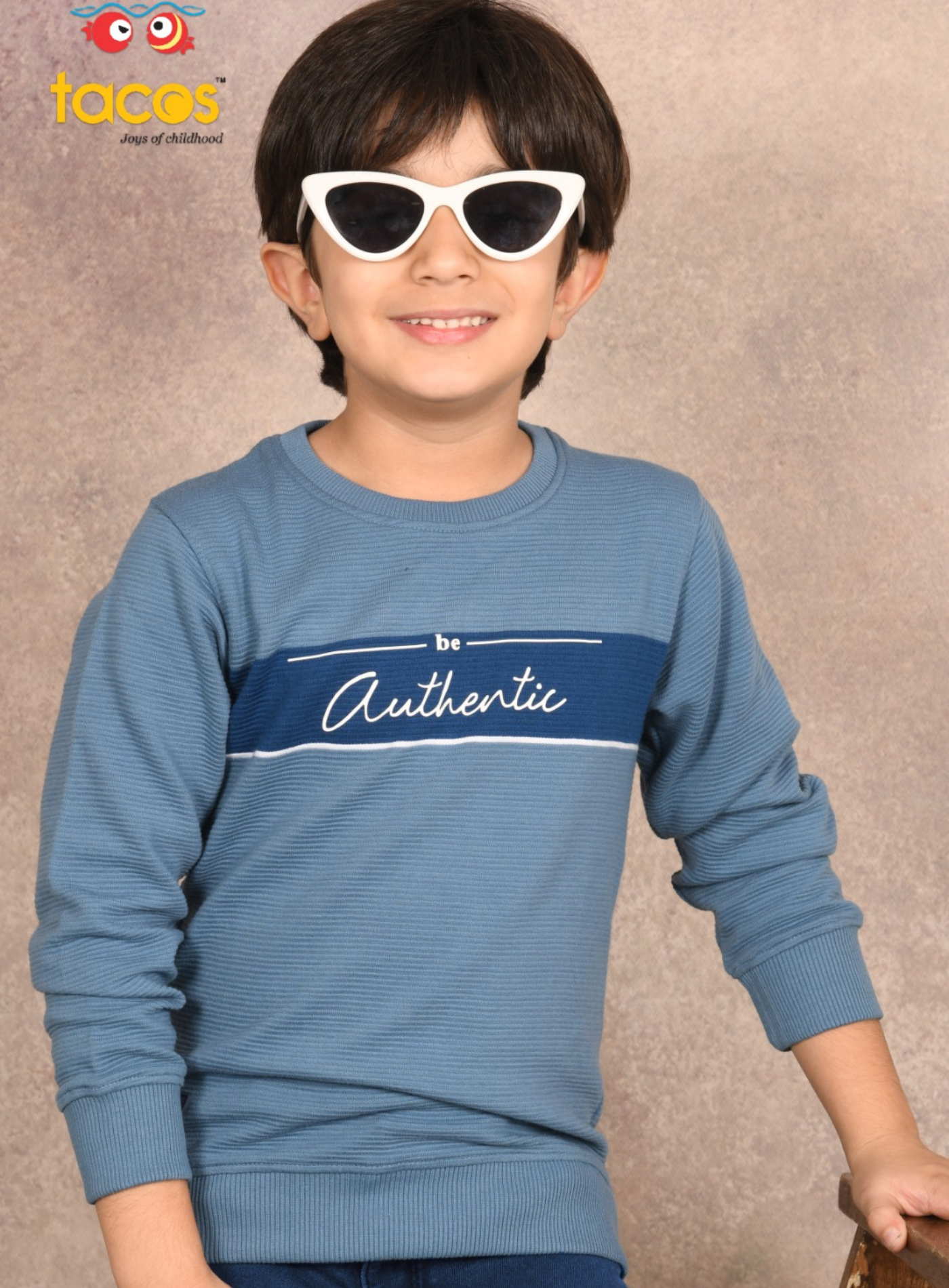 Denim Blue Round Neck Full Sleeve T-Shirt