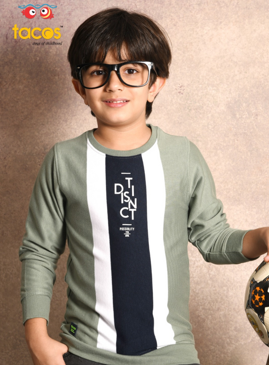Olive Boys Crew Neck Long Sleeve T-Shirt