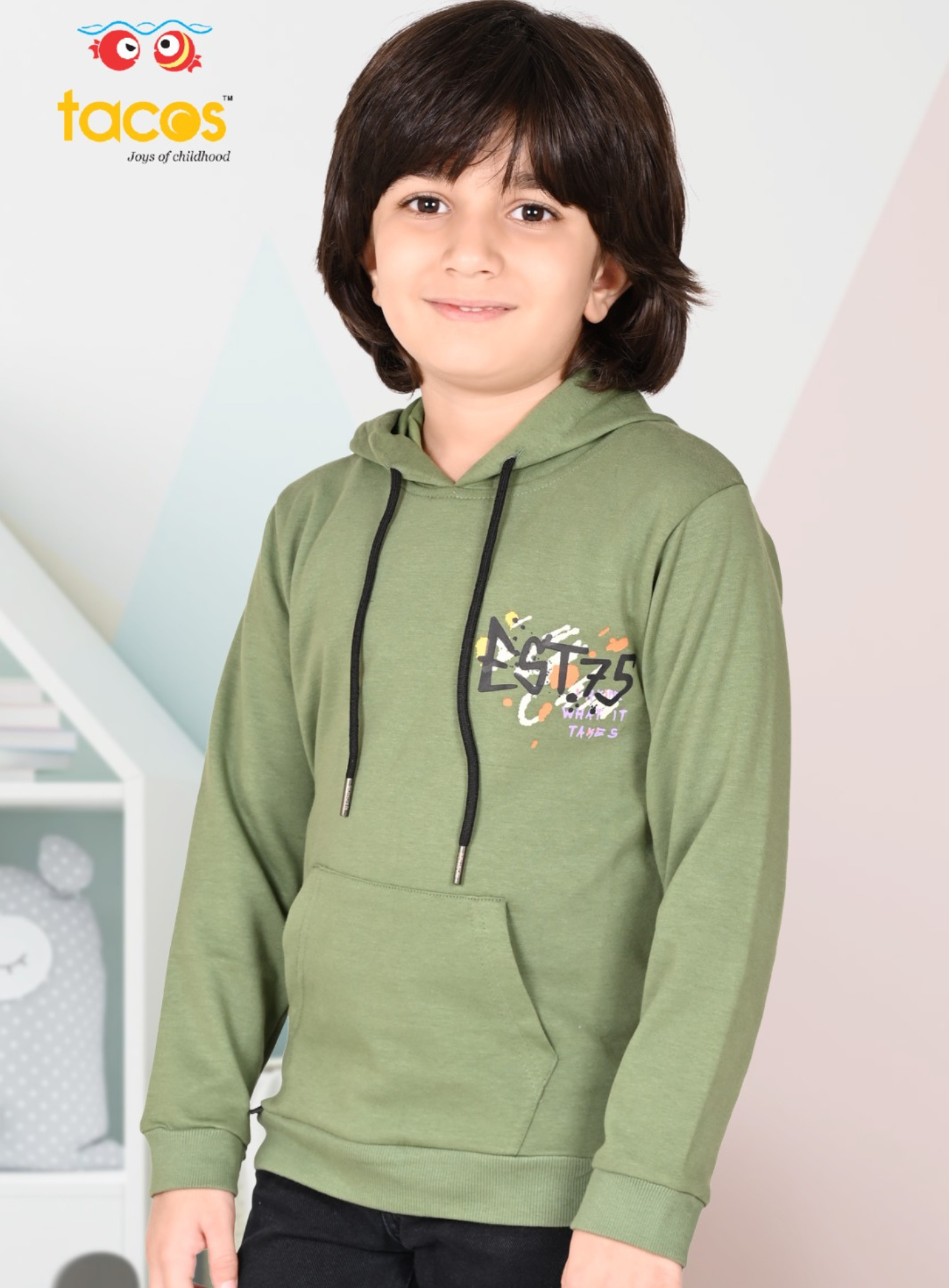Deep Pista Green Stylish Graphic Print Hoodie