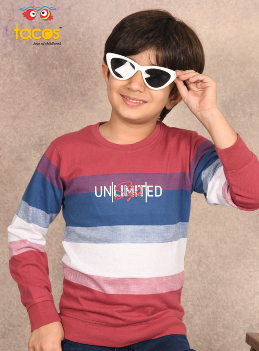 Deep Blue Crew Neck Long Sleeve T-Shirt