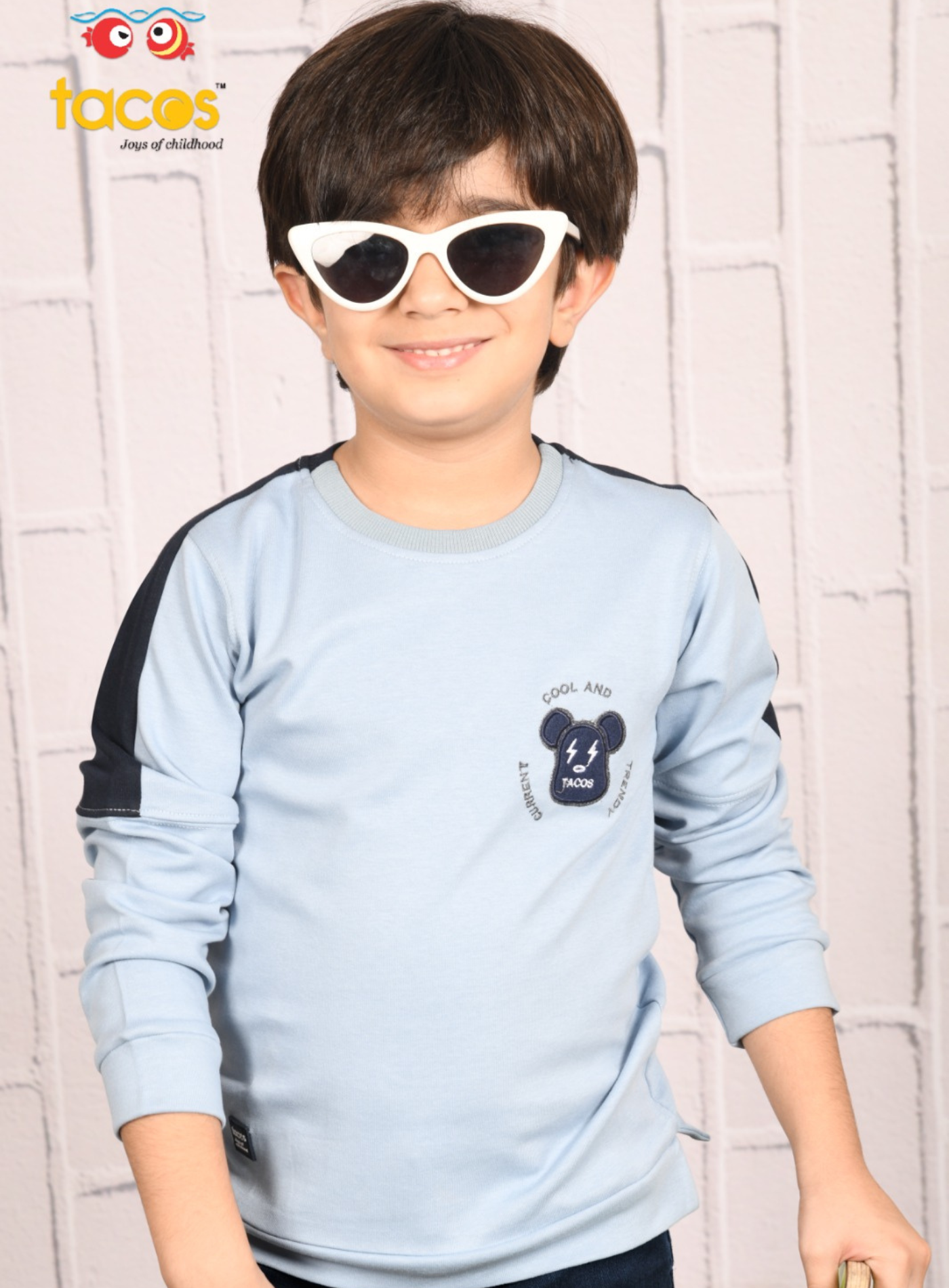 Sky Blue Current Cool & Trendy Round Neck Full Sleeve T-Shirt