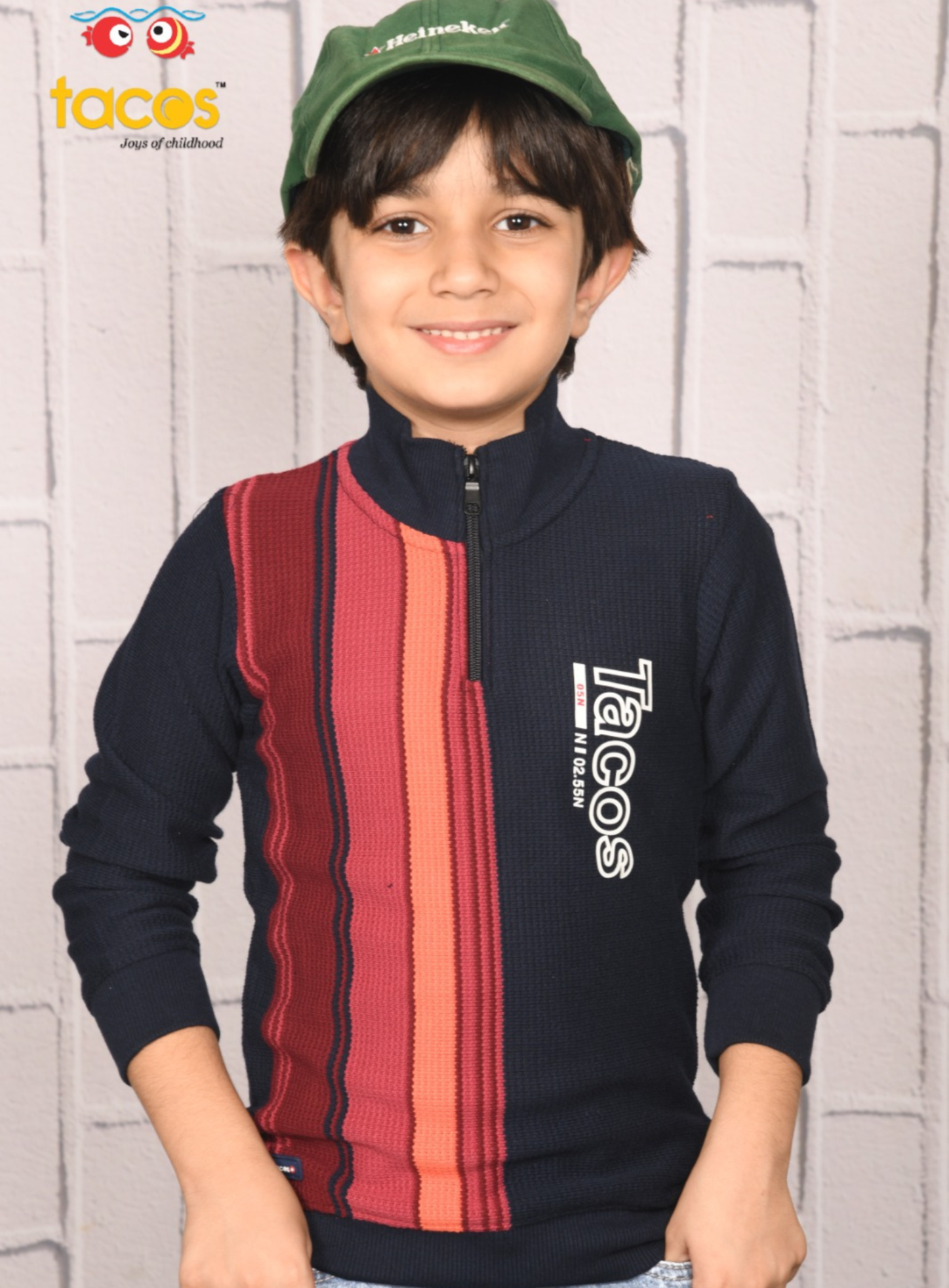 Navy Smart Mock Neck Full Sleeve T-Shirt