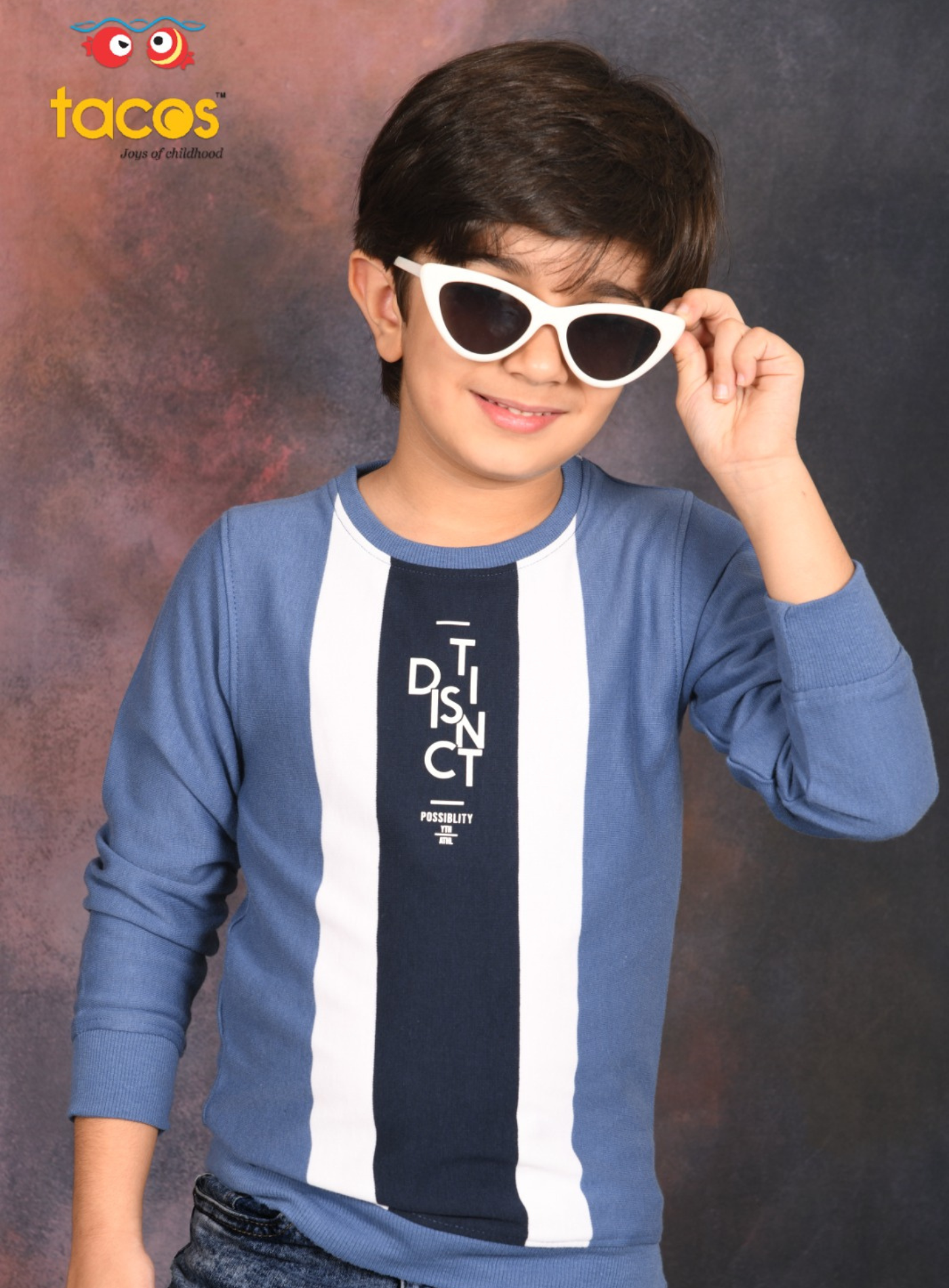 Deep Blue Boys Crew Neck Full Sleeve T-Shirt