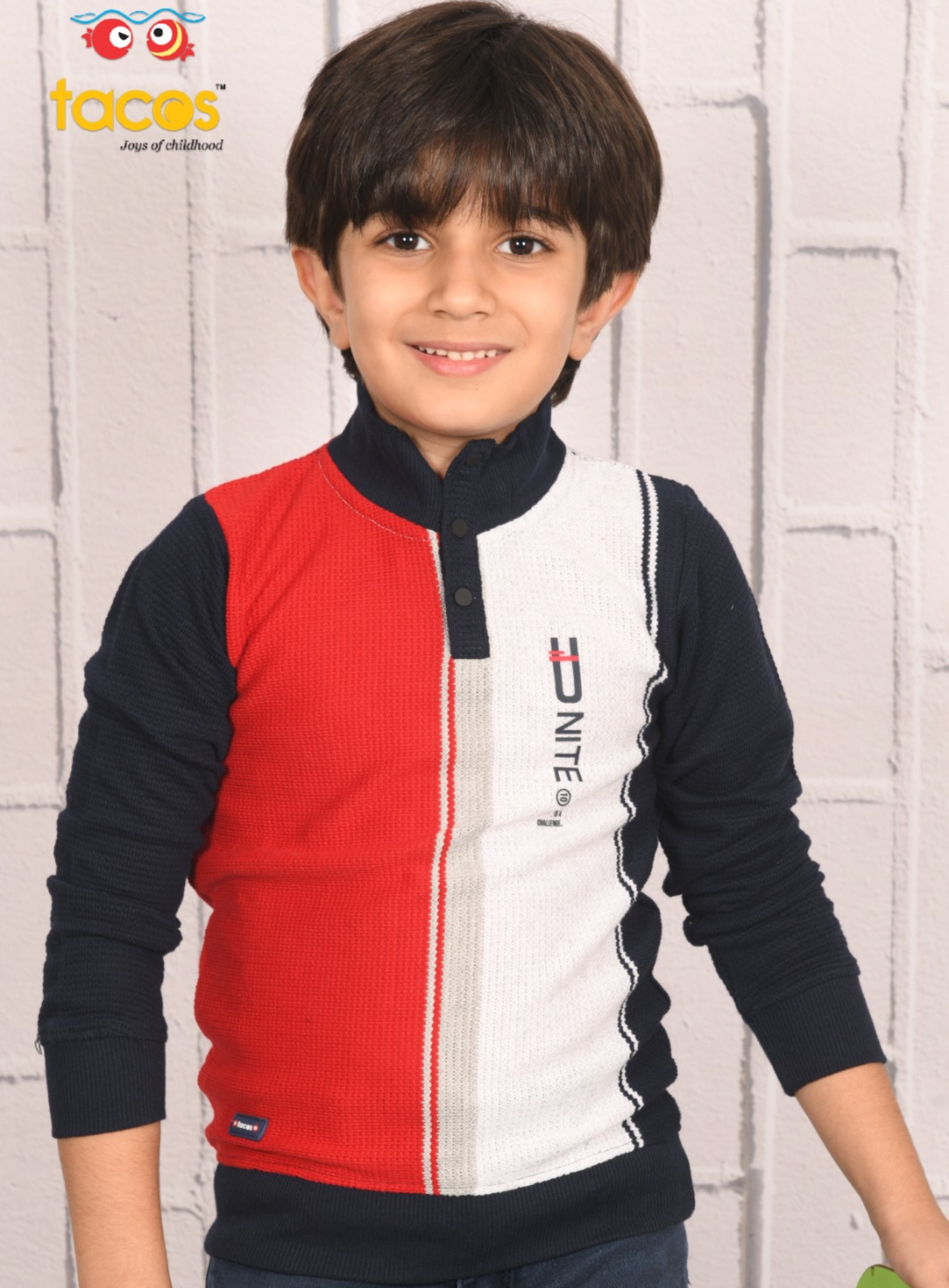 Navy Stylish Mock Neck Full Sleeve T-Shirts