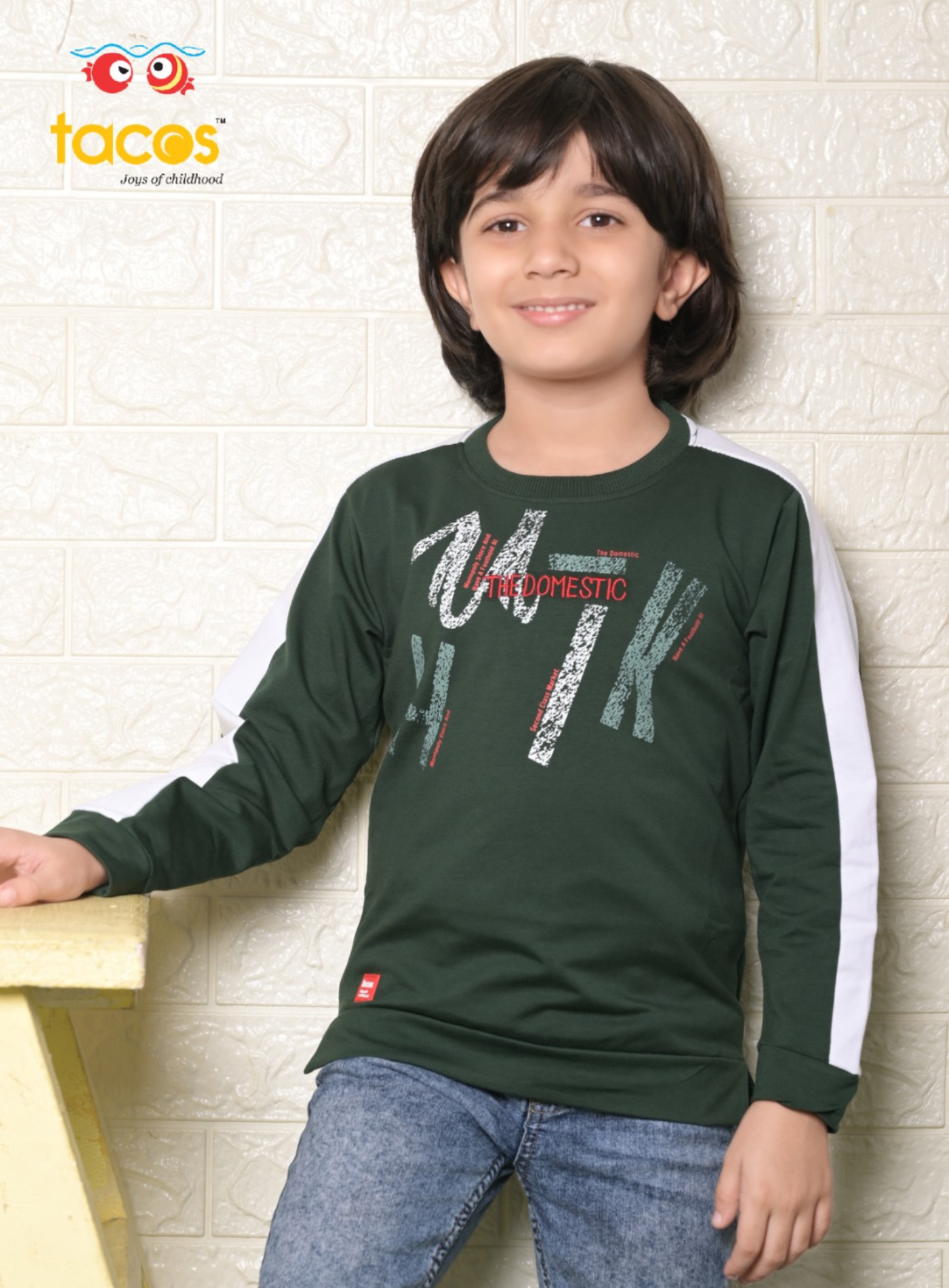 Bottle Green Unique Round Neck Full T-Shirt