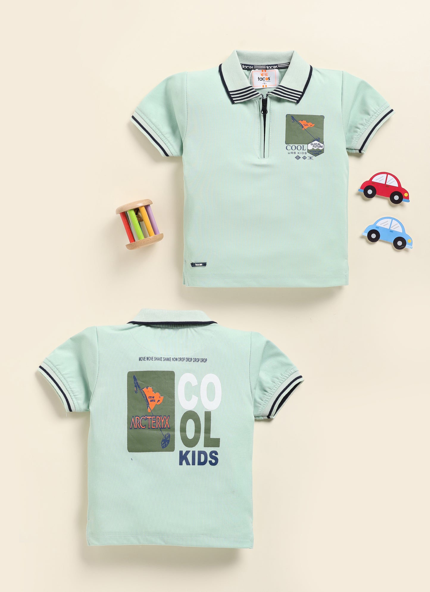 Cool Kids Back Print Collar Half T-Shirt