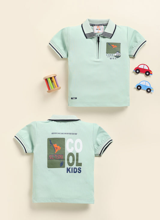 Cool Kids Back Print Collar Half T-Shirt