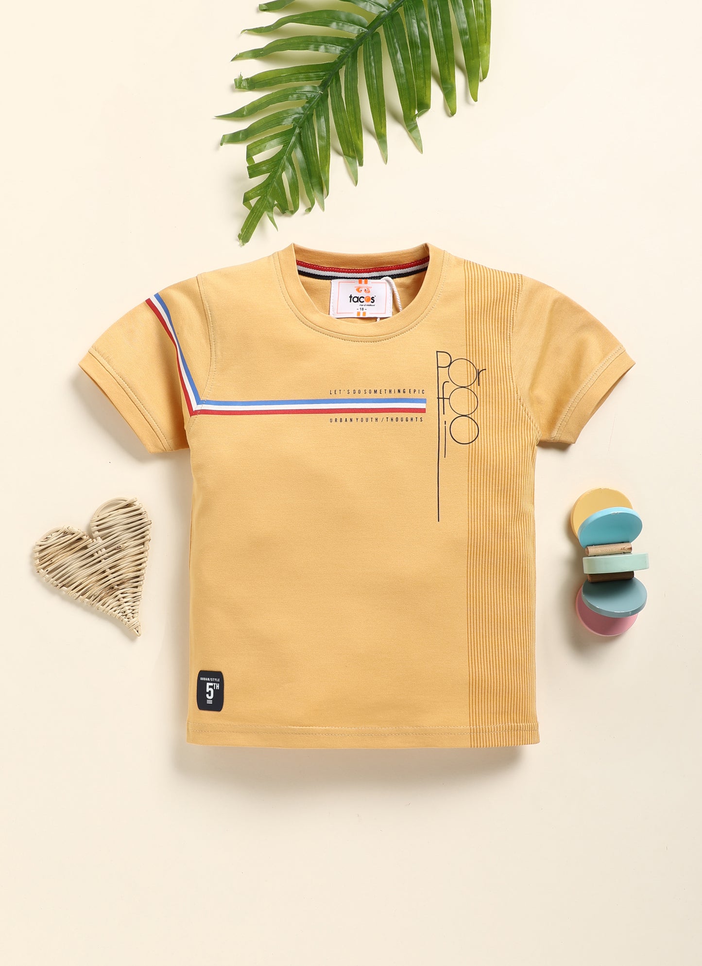 Mustard Color Round Neck Half T-Shirt