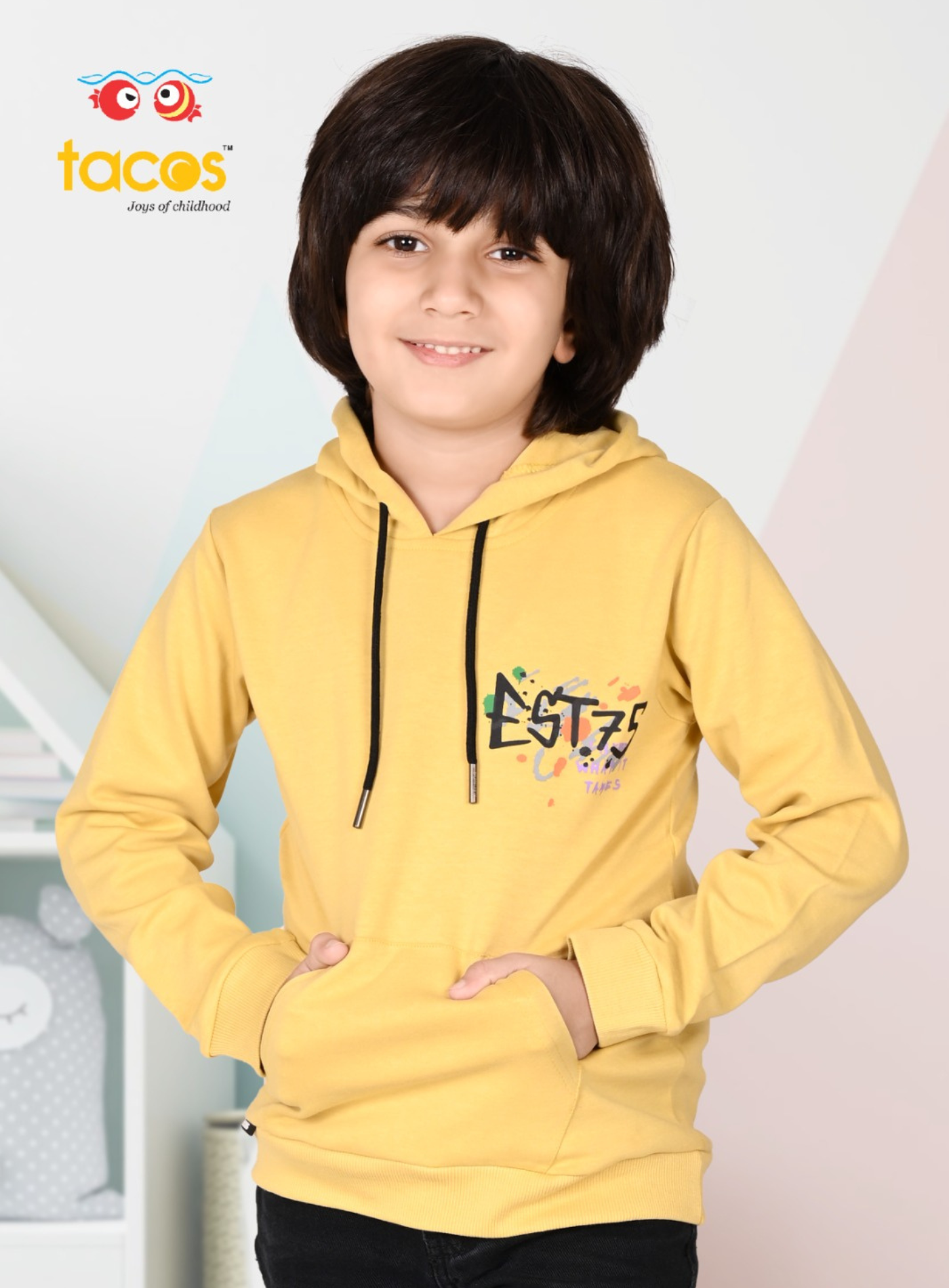 Stylish Yellow Graphic Print Hoodie