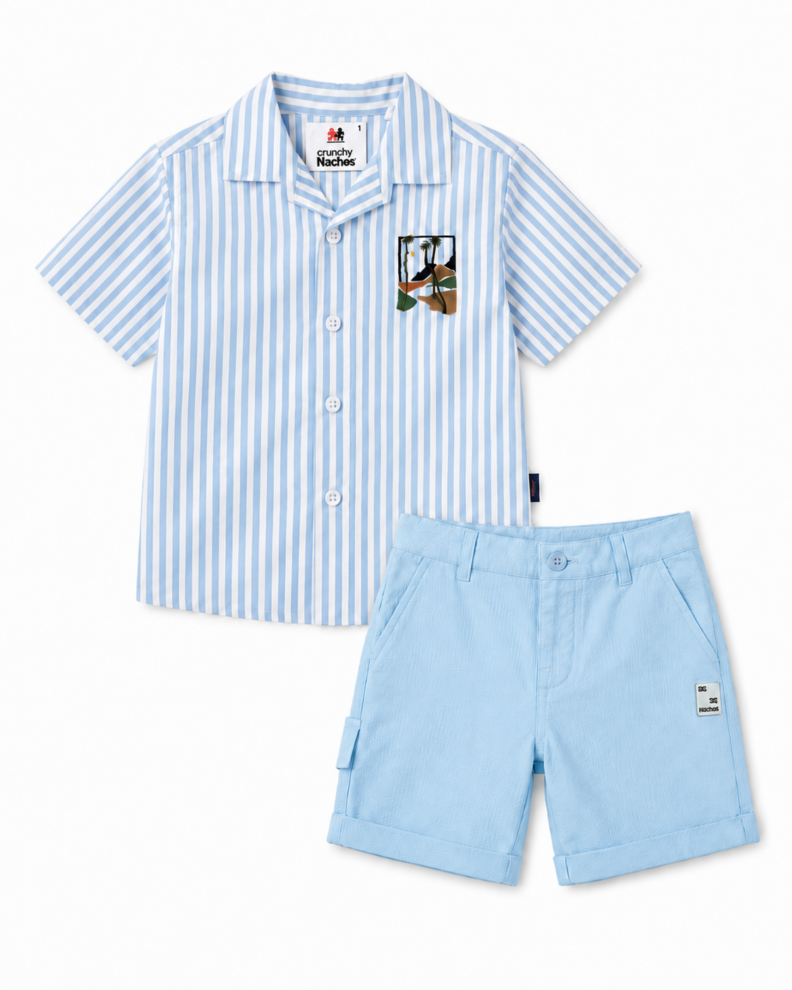 Crunchy Nachos Boys Shirt & Shorts Set - S.BLUE