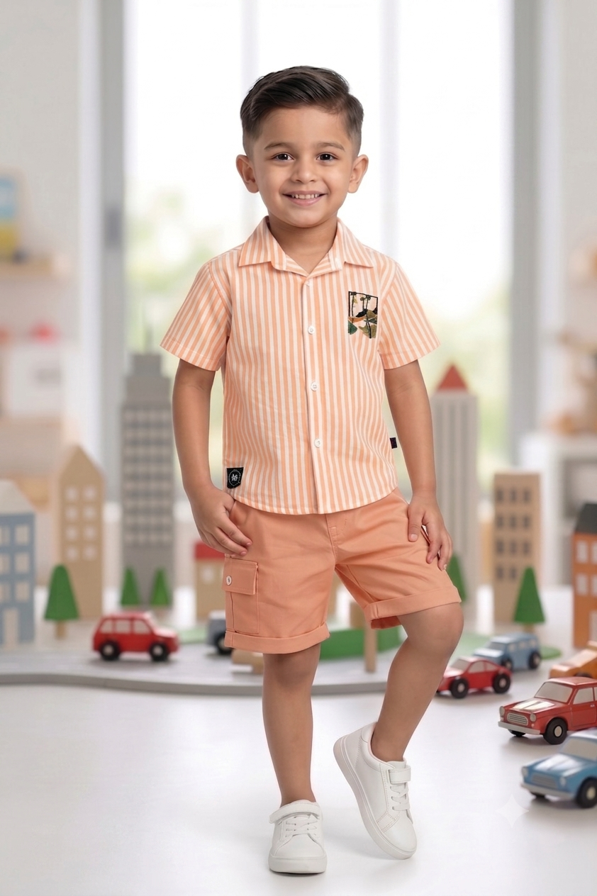 Crunchy Nachos Boys Shirt & Shorts Set -Orange
