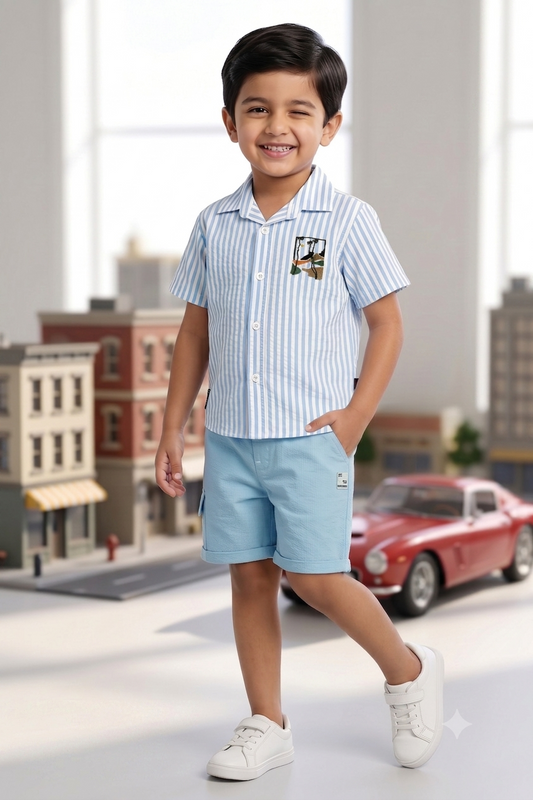 Crunchy Nachos Boys Shirt & Shorts Set - S.BLUE
