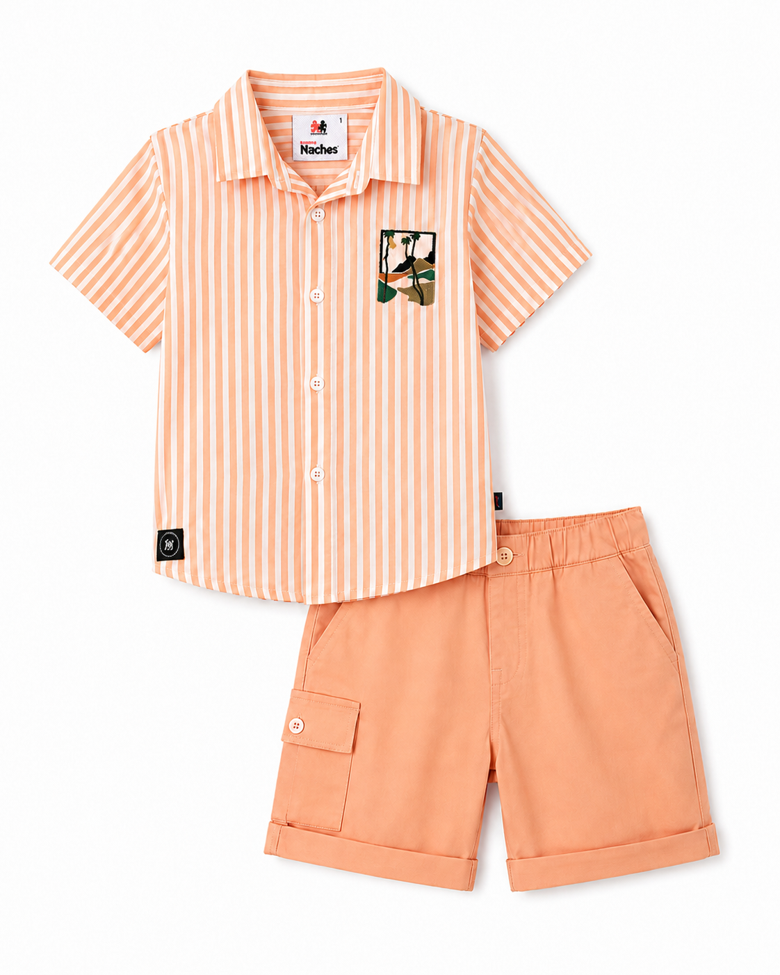 Crunchy Nachos Boys Shirt & Shorts Set - Orange