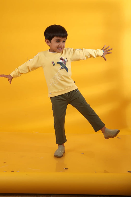 Uncommon Applique Stitched Round Neck Full Top And Pant Set