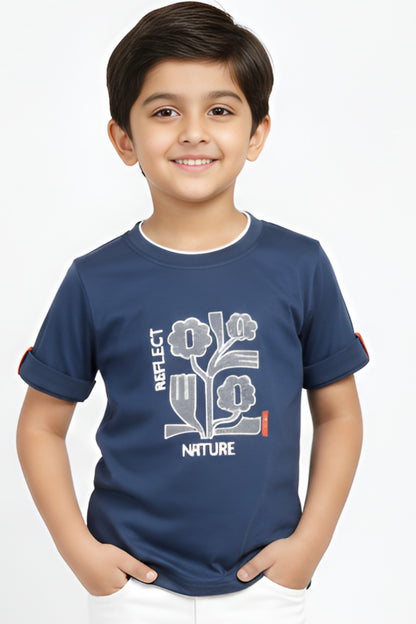 Tacos Embroidered Round Neck T-Shirt